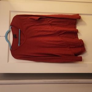 Left of Center Rust Cinnamon Faux Layered Long Sleeve T Shirt  M